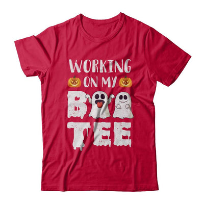 Working On My Boo Tee Funny Ghost Halloween-T-Shirt & Hoodie-Classic T-Shirt-Red