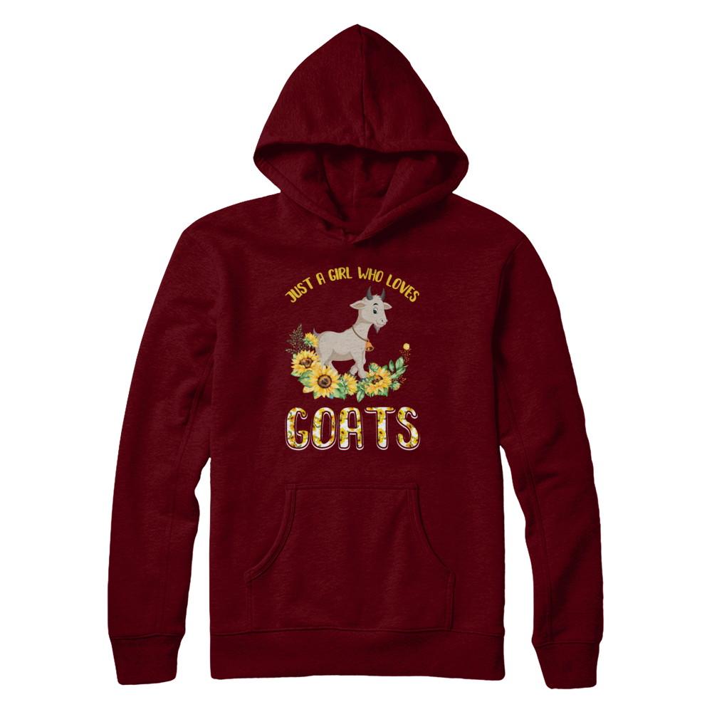 Just A Girl Who Loves Goats And Sunflowers-T-Shirt & Hoodie-Pullover Hoodie-Maroon