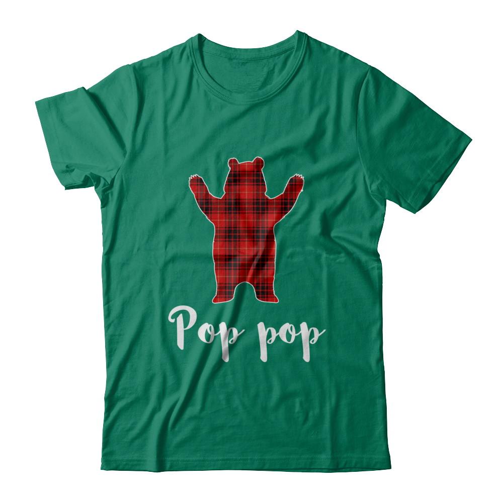 Red Pop Pop Bear Buffalo Plaid Family Christmas Pajamas-T-Shirt & Sweatshirt-Classic T-Shirt-Kelly Green