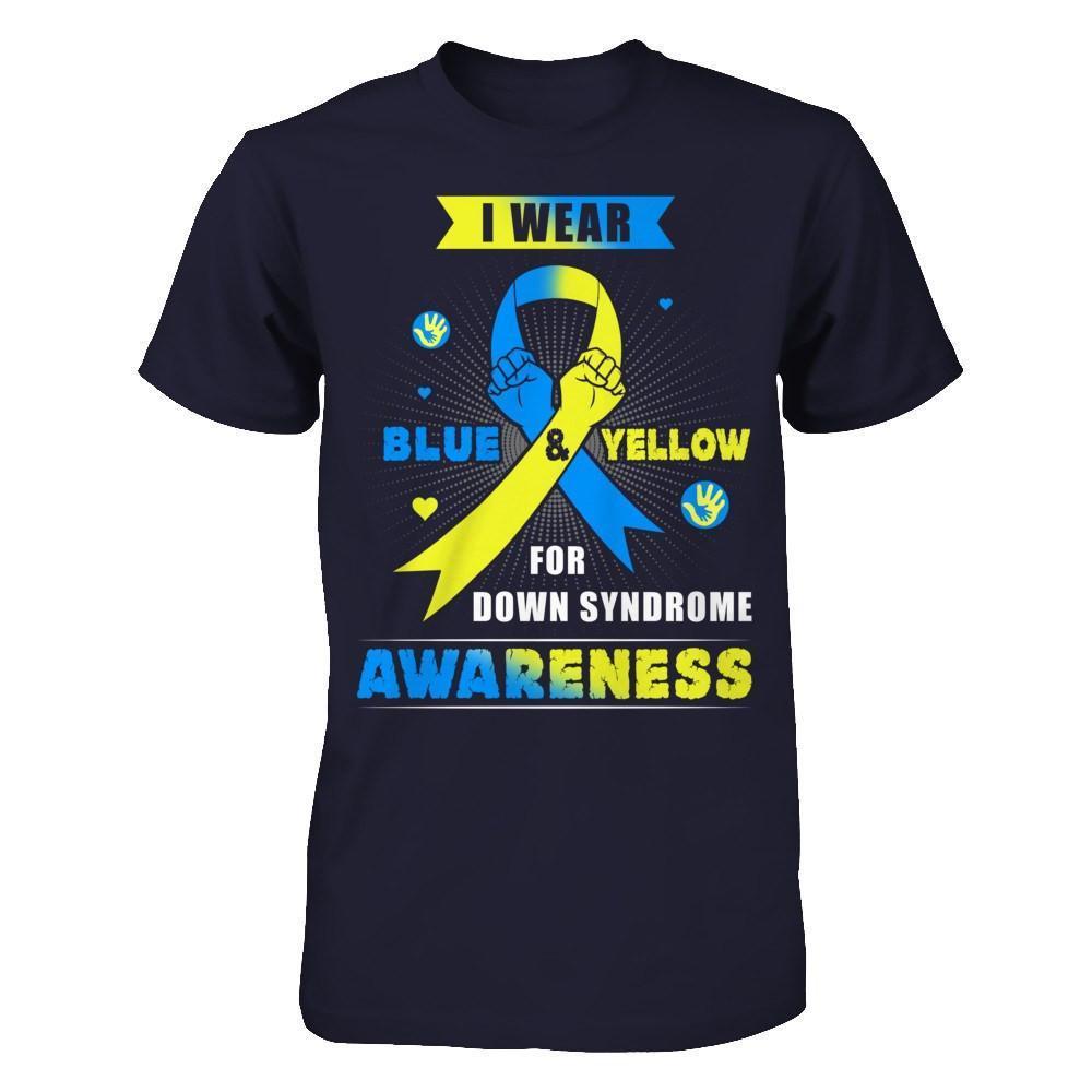 I Wear Blue And Yellow For Down Syndrome Awareness-T-Shirt & Hoodie-Premium T-Shirt-Midnight Navy
