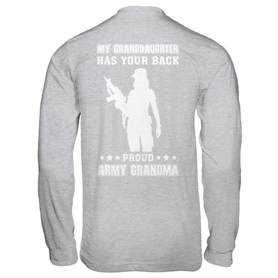 My Granddaughter Has Your Back Proud Proud Army Grandma-T-Shirt & Hoodie-Long Sleeve T-Shirt-Sport Grey