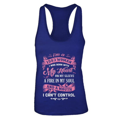 Vintage 1983 Woman 38 Birthday I Was Born With My Heart-T-Shirt & Tank Top-Women's Ideal Racerback Tank-Royal