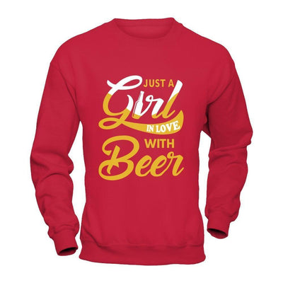 Just A Girl In Love With Beer-T-Shirt & Hoodie-Crewneck Sweatshirt-Red