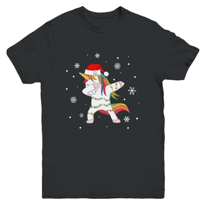 Dabbing Unicorn Ugly Christmas Sweater Girls Youth-Youth Shirt-Youth T-Shirt-Black