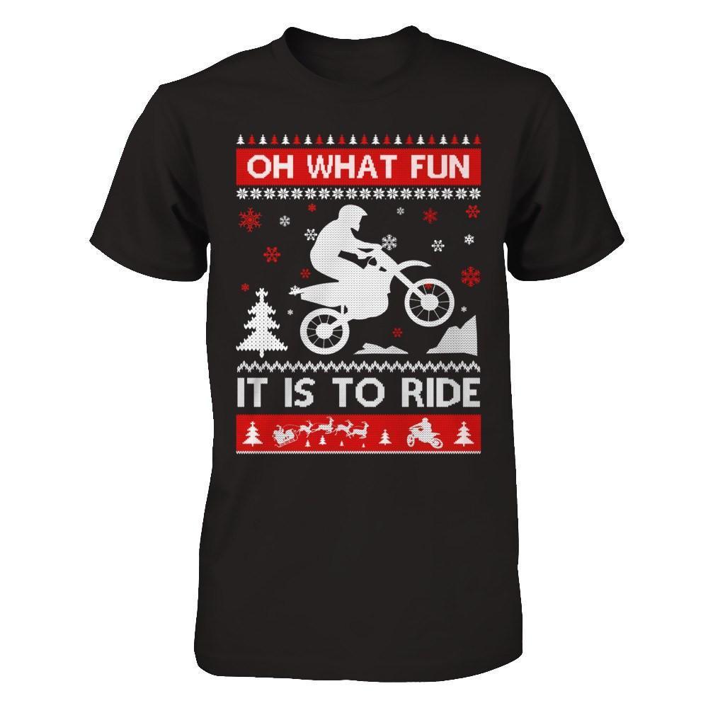 Motocross Sweater Christmas Oh What Fun It Is To Ride-T-Shirt & Hoodie-Premium T-Shirt-Black