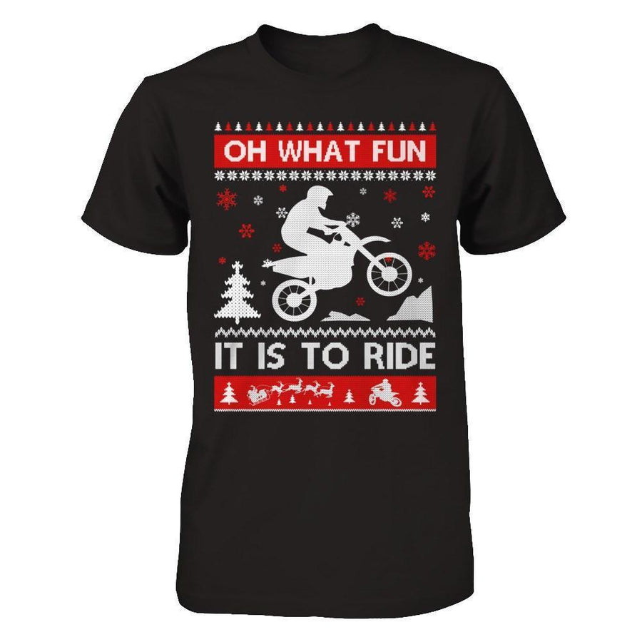Motocross Sweater Christmas Oh What Fun It Is To Ride-T-Shirt & Hoodie-Premium T-Shirt-Black
