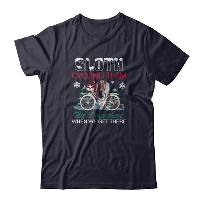 Sloth Cycling Team Lazy Sloth Sleeping On Bicycle Winter Snow-T-Shirt & Tank Top-Premium T-Shirt-Midnight Navy
