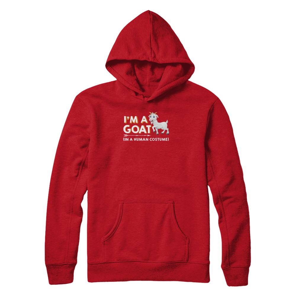 Halloween I'm A Goat In A Human Costume Funny Goat-T-Shirt & Tank Top-Pullover Hoodie-Red