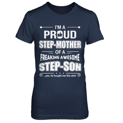 I'm A Proud Step-Mom Of Awesome Step-Son Mothers Day-T-Shirt & Hoodie-Women's T-Shirt-Navy