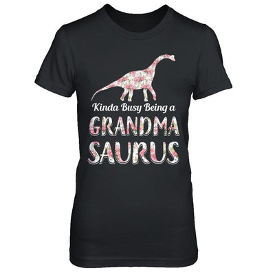 Grandma Saurus Dinosaur Kinda Busy Being A Grandmasaurus-T-Shirt & Hoodie-Women's T-Shirt-Black