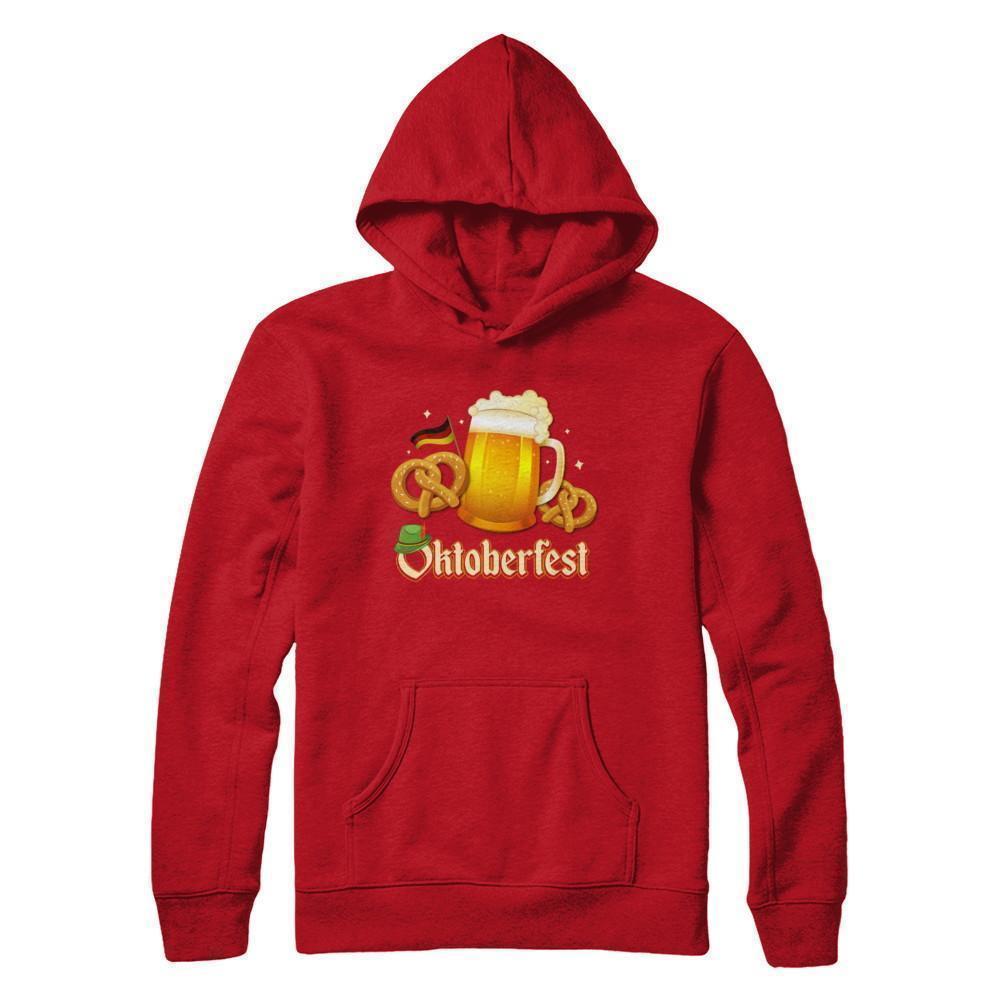 Oktoberfest Beer Pretzel Lederhosen Germany-T-Shirt & Hoodie-Pullover Hoodie-Red