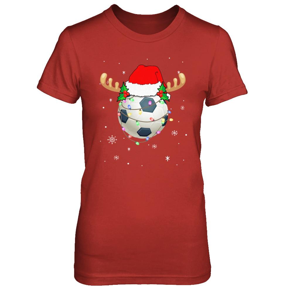 Santa Hat Soccer Reindeer Christmas Gifts-T-Shirt & Sweatshirt-Women's T-Shirt-Red