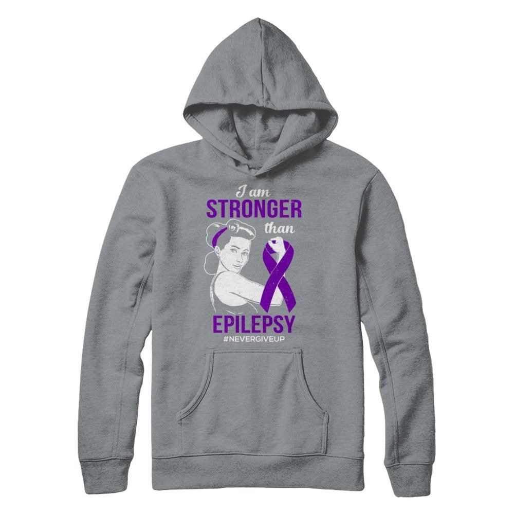 I Am Stronger Than Epilepsy Awareness Support-T-Shirt & Hoodie-Pullover Hoodie-Light Steel