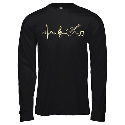 Acoustic Guitar Heartbeat-T-Shirt & Hoodie-Long Sleeve T-Shirt-Black
