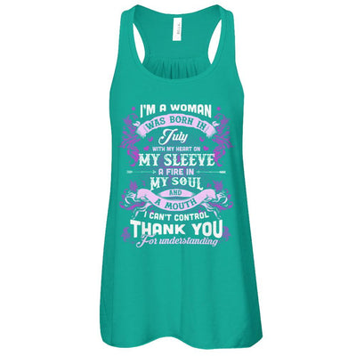 I'm A Woman Was Born In July With My Heart Birthday-T-Shirt & Tank Top-Women's Flowy Racerback Tank-Kelly