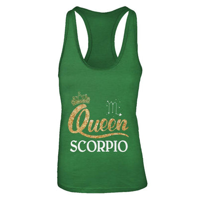 Queen Scorpio Zodiac October November Birthday Gift-T-Shirt & Tank Top-Women's Ideal Racerback Tank-Kelly Green