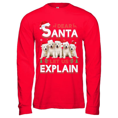 Dear Santa Funny Golden Retriever Puppies Christmas Gift-T-Shirt & Hoodie-Long Sleeve T-Shirt-Red