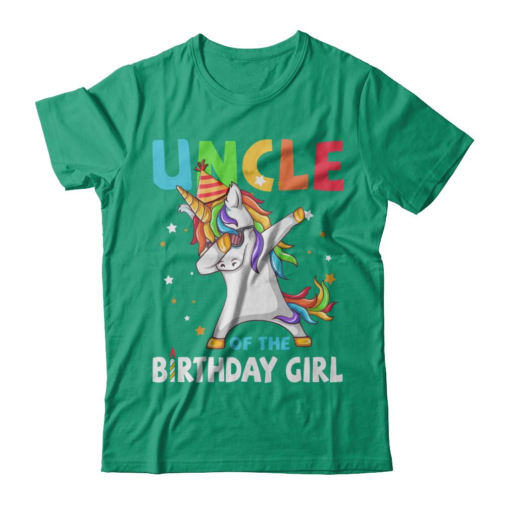 UNCLE Of The Birthday Girl Dabbing Unicorn Party-T-Shirt & Hoodie-Classic T-Shirt-Kelly Green