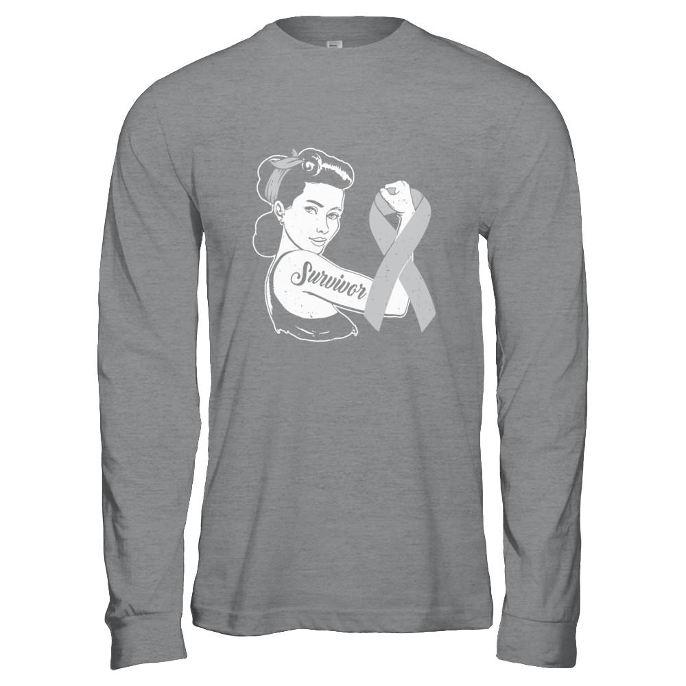 We Can Cure It Grey Brain Cancer Awareness Survivor-T-Shirt & Hoodie-Long Sleeve T-Shirt-Sport Grey