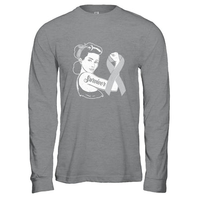 We Can Cure It Grey Brain Cancer Awareness Survivor-T-Shirt & Hoodie-Long Sleeve T-Shirt-Sport Grey