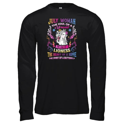 July Woman The Soul Of A Mermaid Birthday-T-Shirt & Tank Top-Long Sleeve T-Shirt-Black