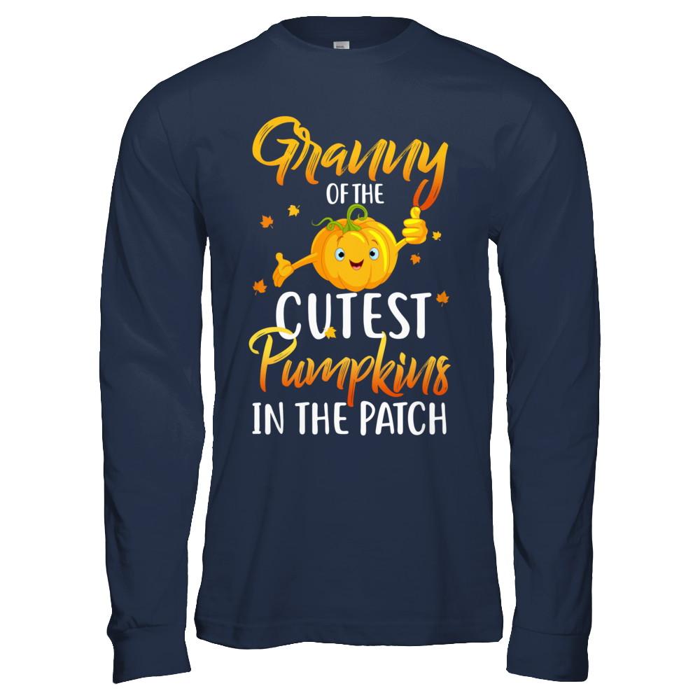 Halloween Granny Of Cutest Pumpkins In The Patch-T-Shirt & Hoodie-Long Sleeve T-Shirt-Navy