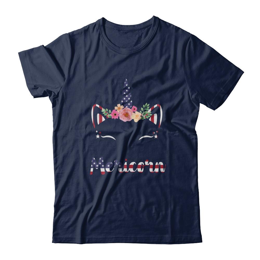 Independence Day Patriotic 4Th Of July Cat Unicorn Mericorn-T-Shirt & Hoodie-Classic T-Shirt-Navy