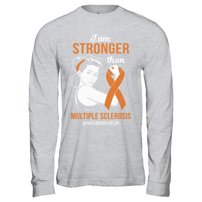 I Am Stronger Than Multiple Sclerosis Awareness Support-T-Shirt & Hoodie-Long Sleeve T-Shirt-Sport Grey