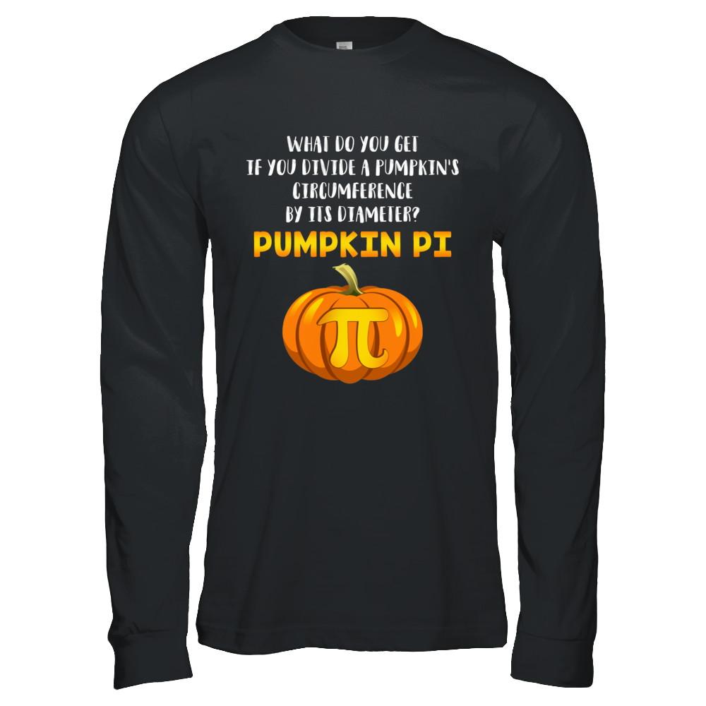 Math Teacher Funny Halloween Pumpkin Pi-T-Shirt & Hoodie-Long Sleeve T-Shirt-Black