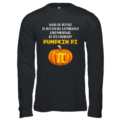 Math Teacher Funny Halloween Pumpkin Pi-T-Shirt & Hoodie-Long Sleeve T-Shirt-Black