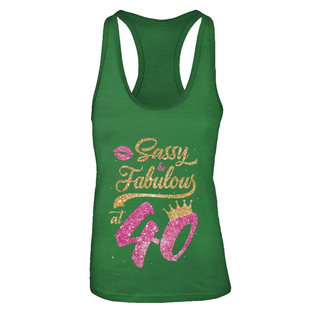 Sassy And Fabulous At 40th 1981 Birthday Gift-T-Shirt & Tank Top-Women's Ideal Racerback Tank-Kelly Green