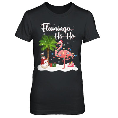 Flamingo Ho Ho Merry Christmas Gifts-T-Shirt & Hoodie-Women's T-Shirt-Black