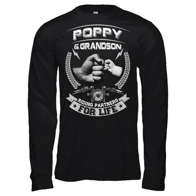 Motocross Poppy And Grandson Riding Partners For Life-T-Shirt & Hoodie-Long Sleeve T-Shirt-Black