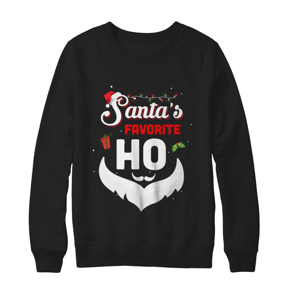 Santa's Favorite Ho Funny Christmas Gift-T-Shirt & Sweatshirt-Crewneck Sweatshirt-Black