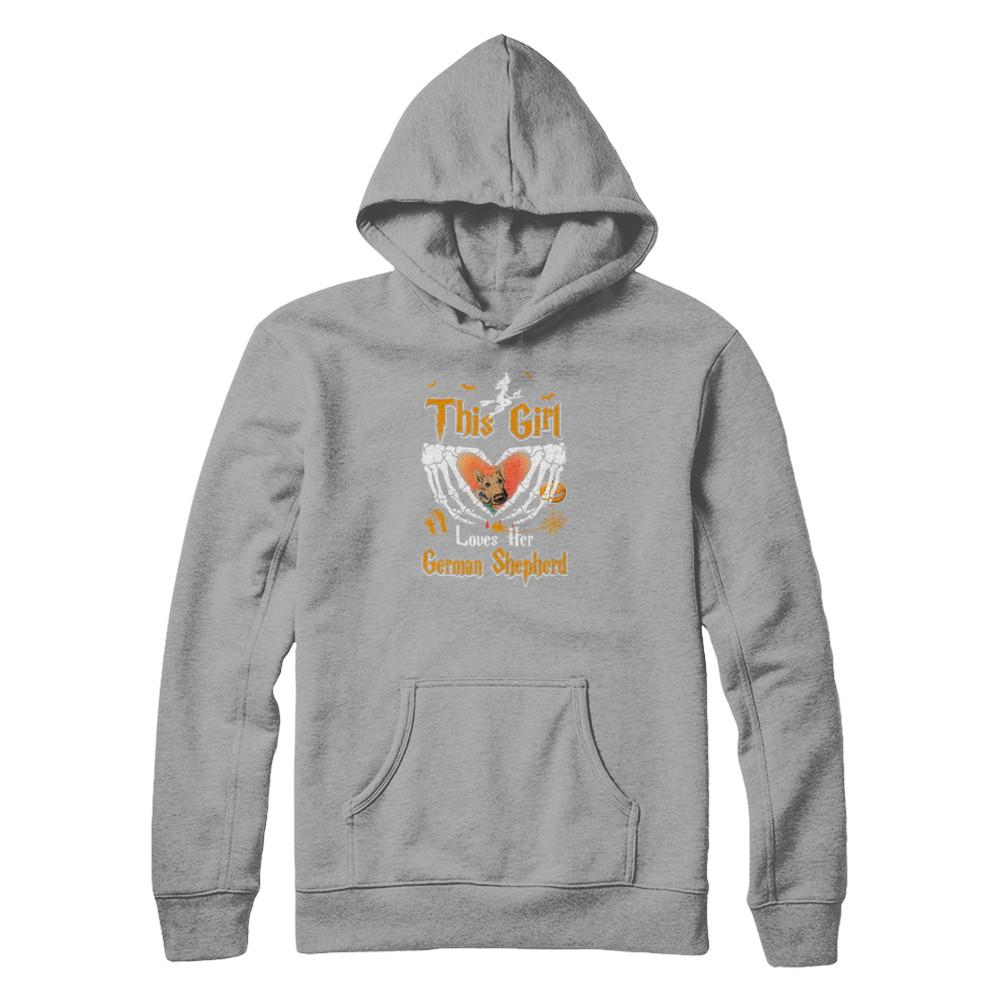 This Girl Love Her Dog German Shepherd Halloween-T-Shirt & Tank Top-Pullover Hoodie-Light Steel