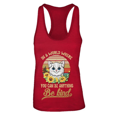 In A World Where You Can Be Anything Be Kind Cat Sunflow-T-Shirt & Tank Top-Women's Ideal Racerback Tank-Red