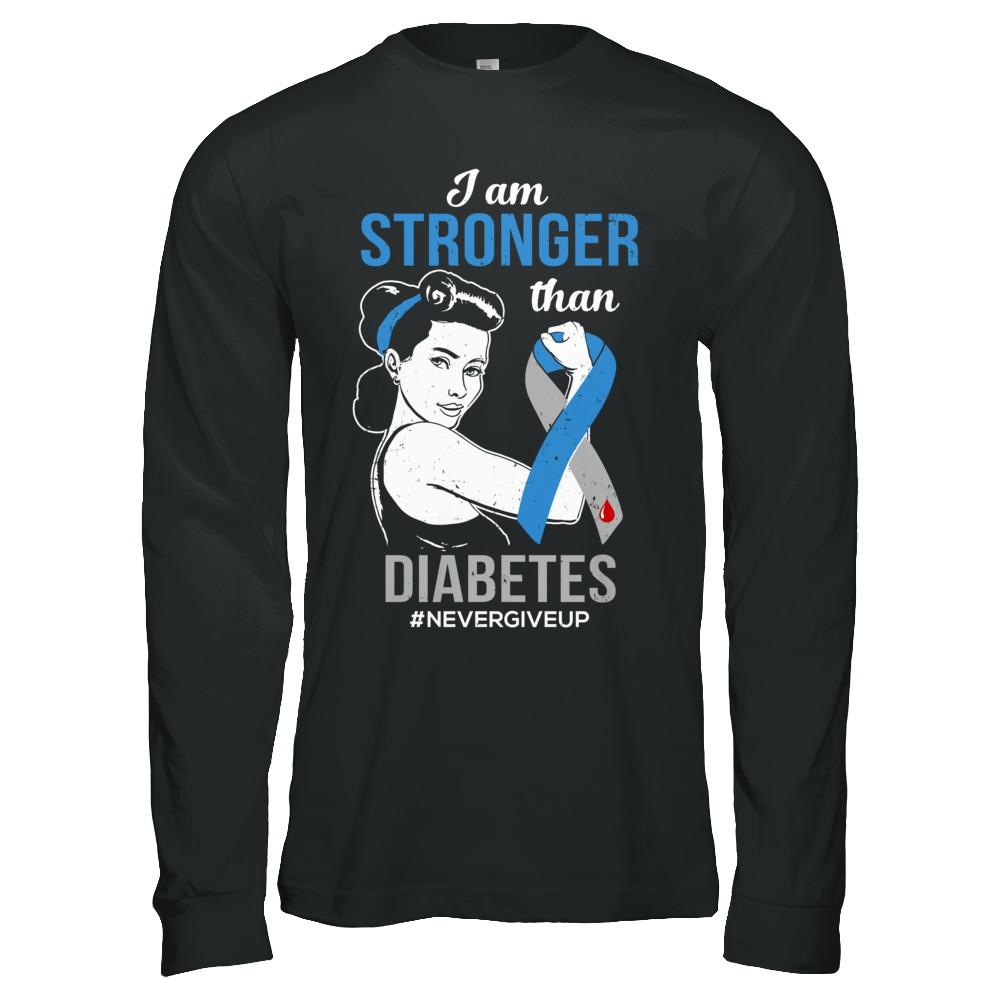 I Am Stronger Than Diabetes Awareness Support-T-Shirt & Hoodie-Long Sleeve T-Shirt-Black