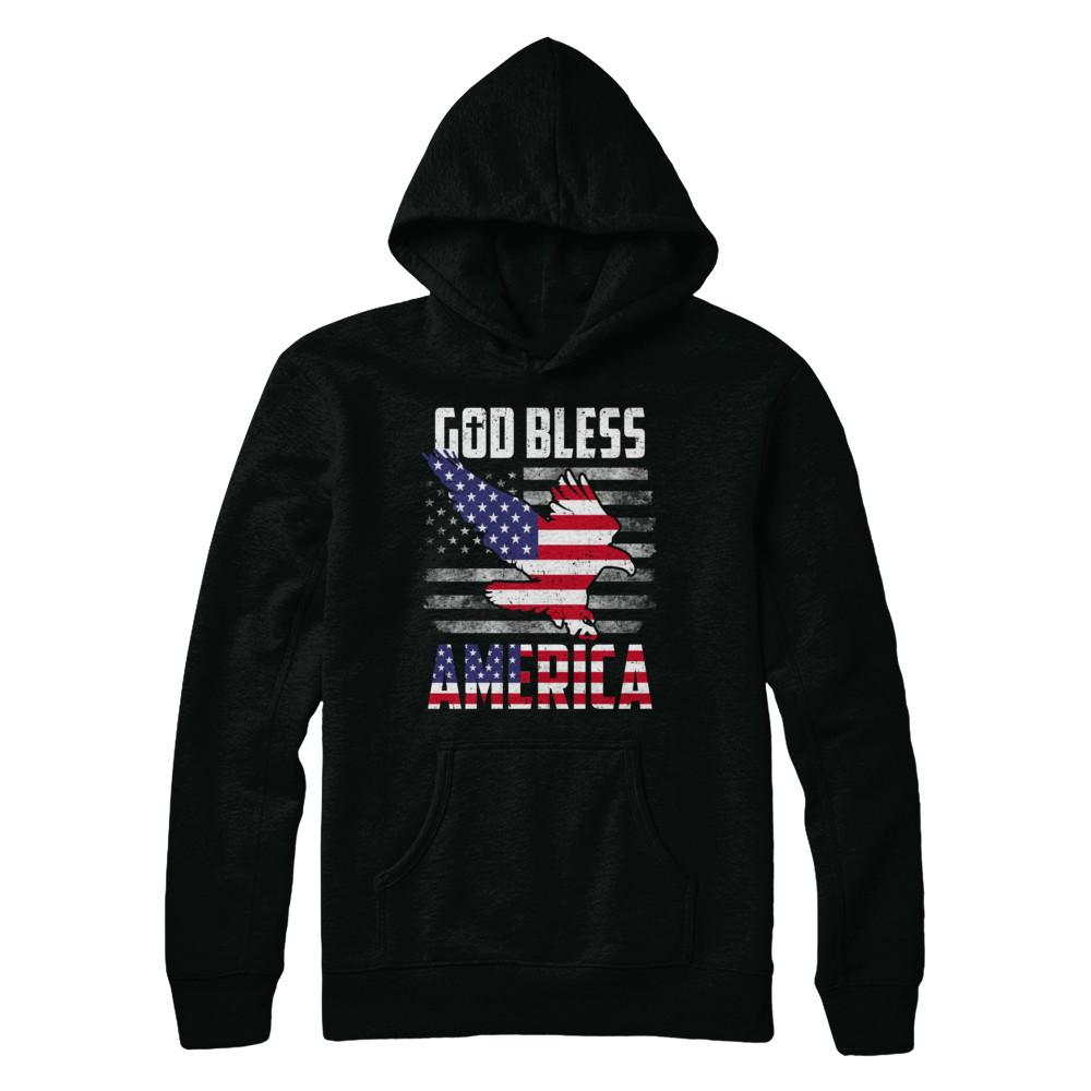 Patriotic God Bless America Flag Eagle 4Th Of July-T-Shirt & Hoodie-Pullover Hoodie-Black
