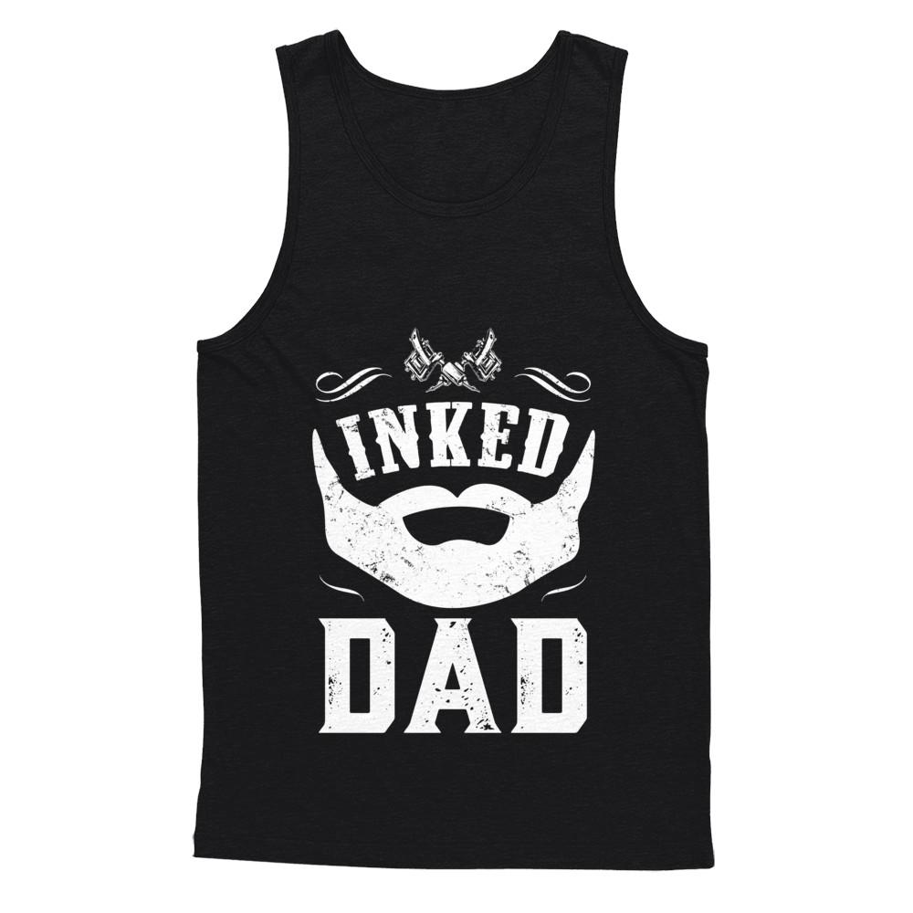 Inked Dad Bearded Man Tattooed Tattoos Fathers Day-T-Shirt & Hoodie-Unisex Tank-Black