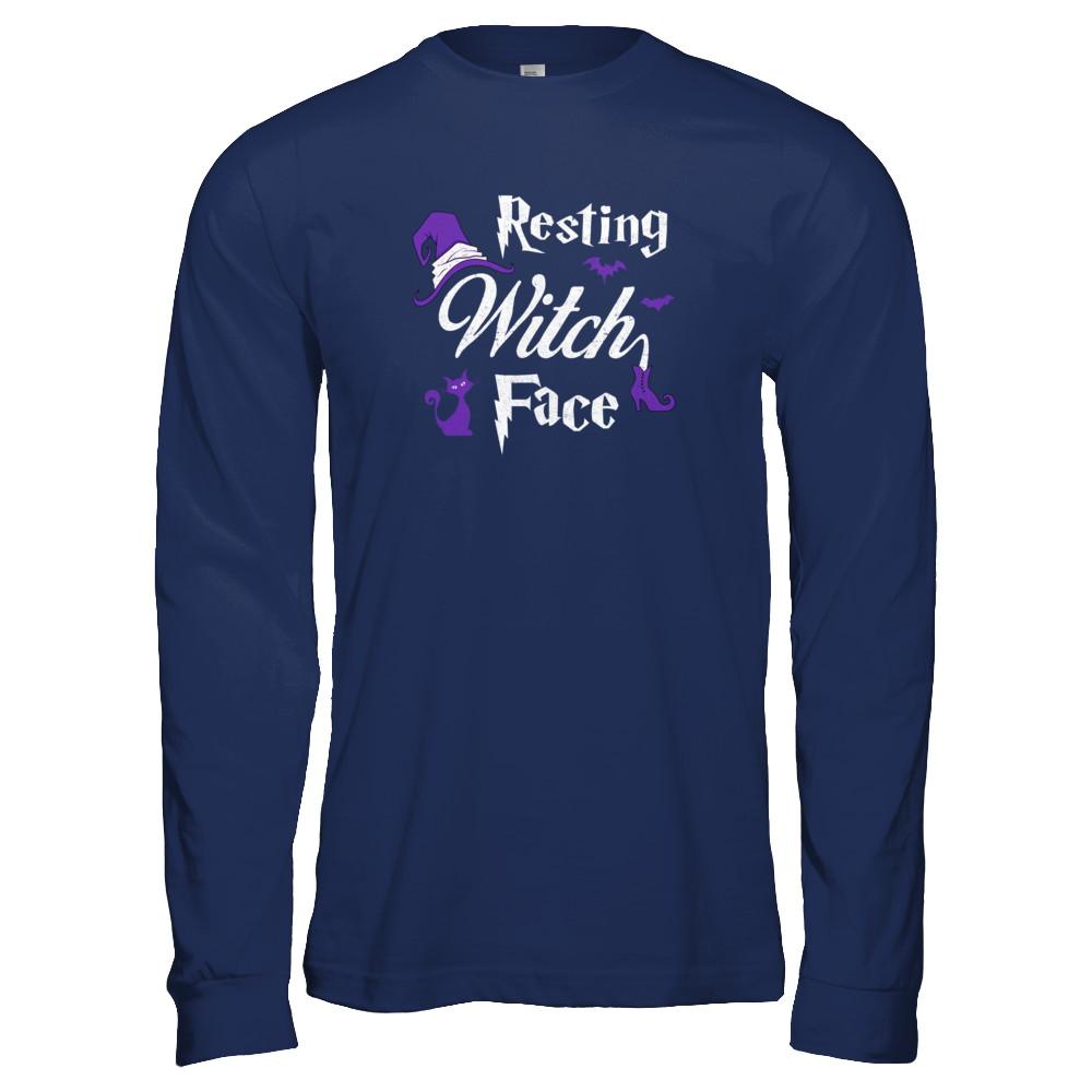 Halloween Resting Witch Face Witches-T-Shirt & Tank Top-Long Sleeve T-Shirt-Navy