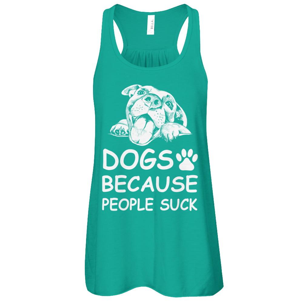 Dogs Because People Suck-T-Shirt & Tank Top-Women's Flowy Racerback Tank-Kelly
