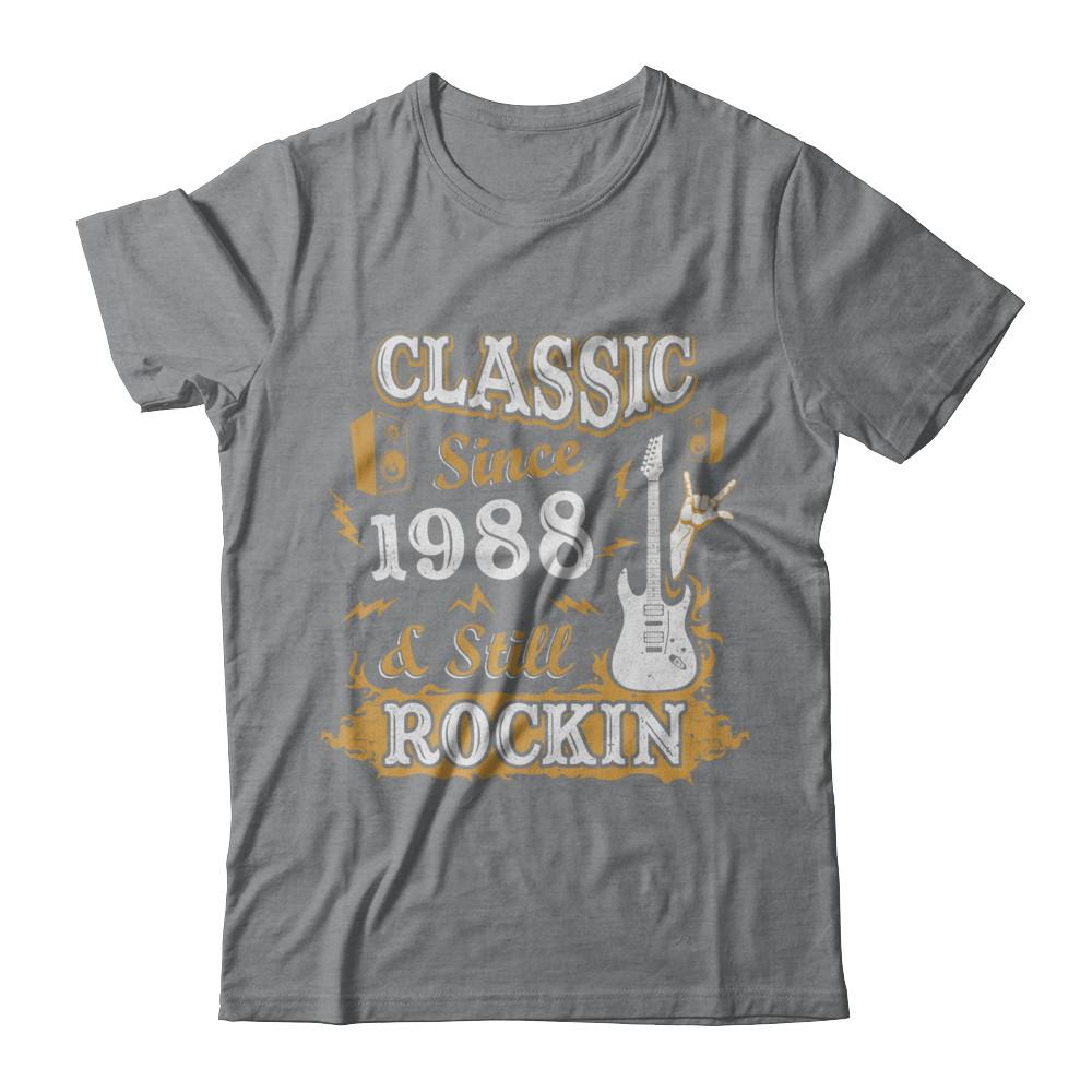 Vintage Classic Since 1988 With Rockin 33th Birthday-T-Shirt & Hoodie-Classic T-Shirt-Sport Grey