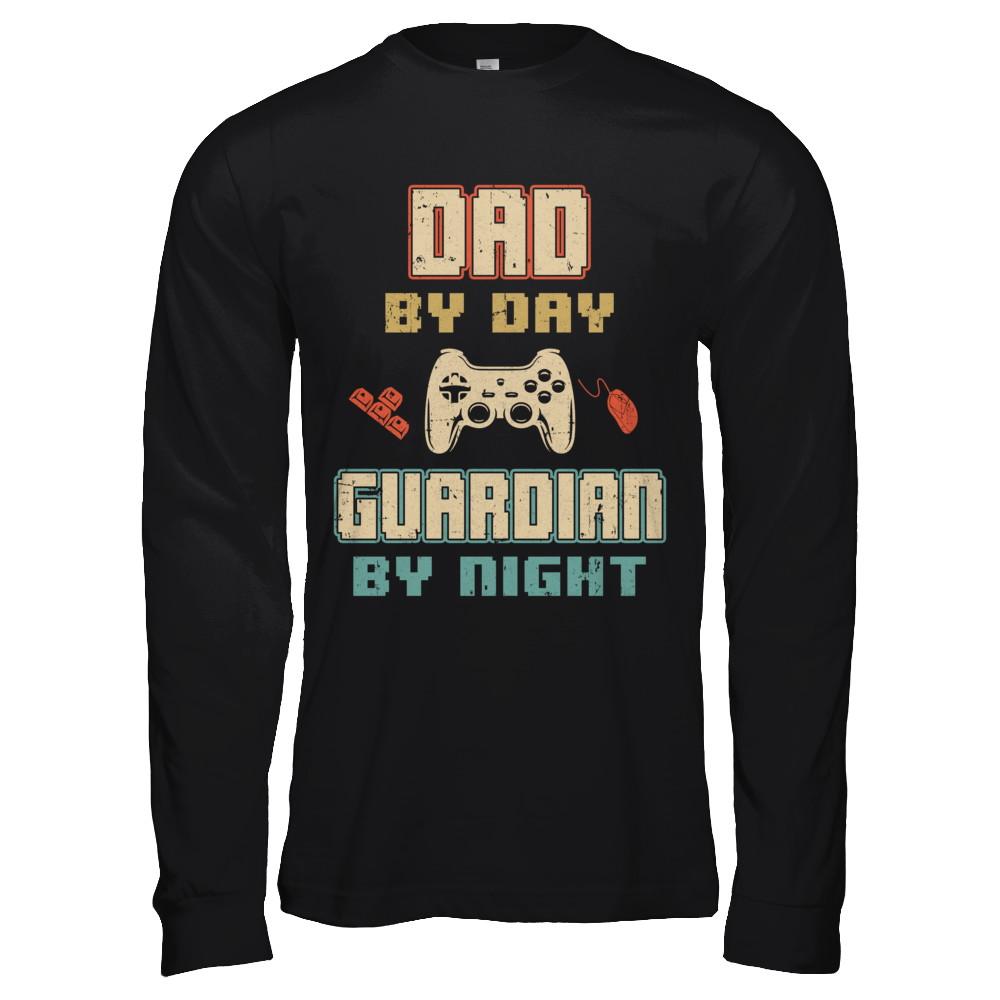 Dad By Day Guardian By Night Gaming-T-Shirt & Hoodie-Long Sleeve T-Shirt-Black