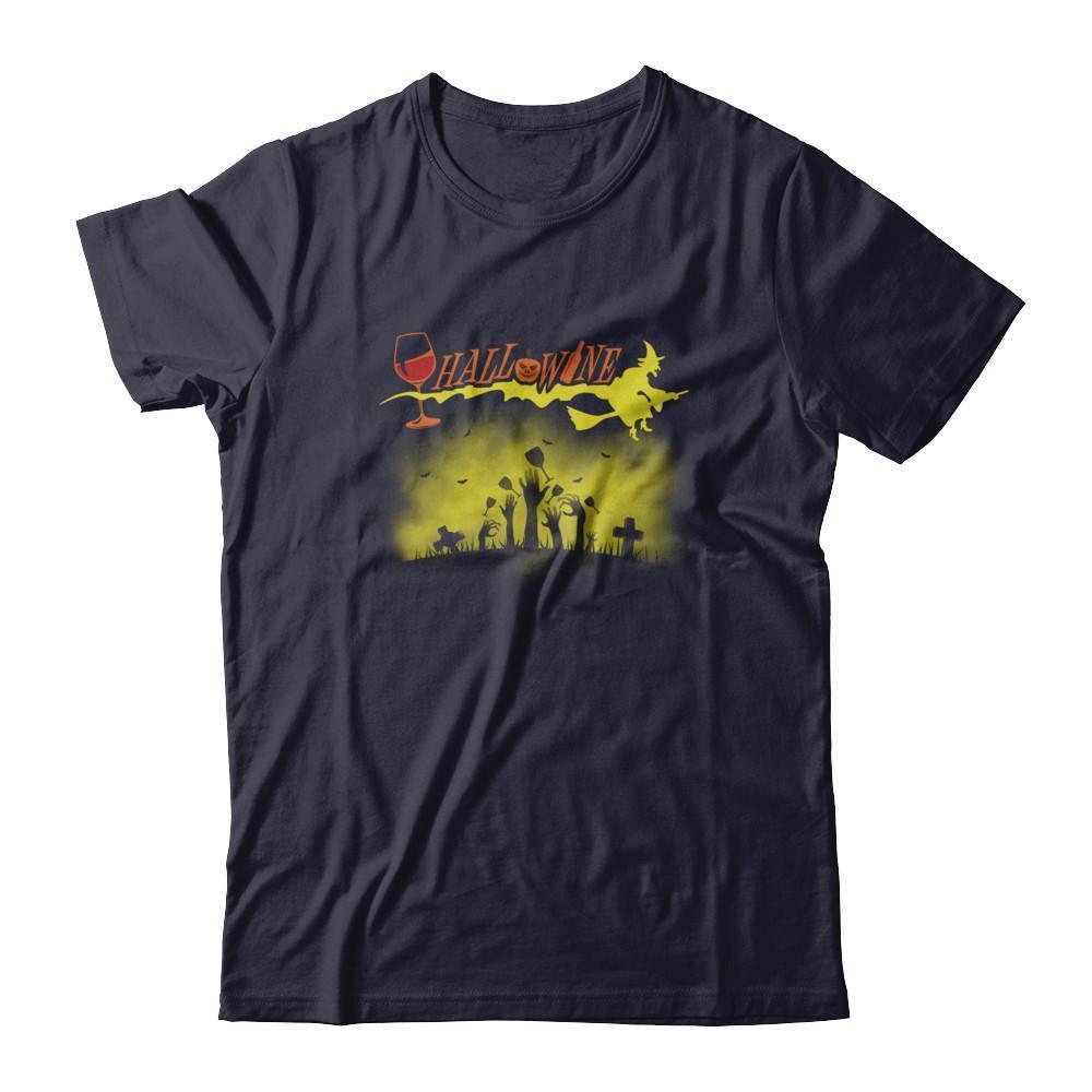 Happy Hallowine Funny Halloween Wine Drinkers 2017-T-Shirt & Tank Top-Premium T-Shirt-Midnight Navy