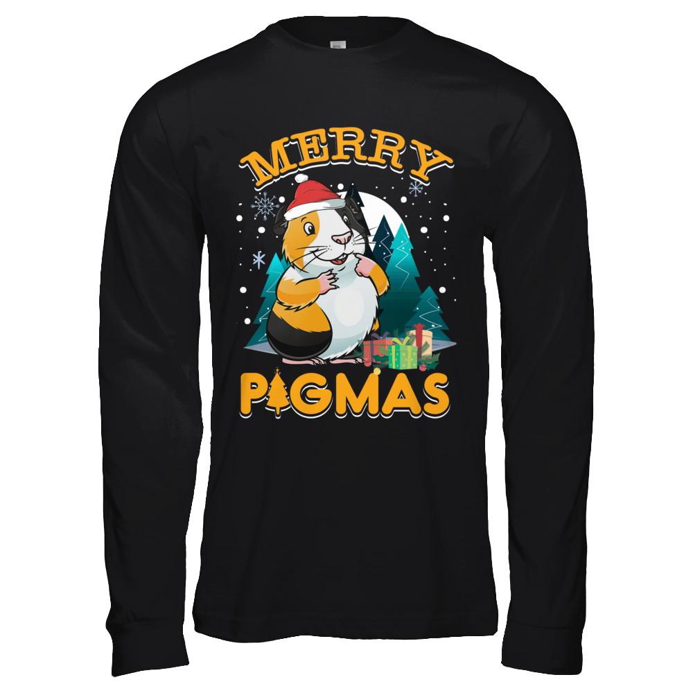 Merry Pigmas Funny Guinea Pig-T-Shirt & Hoodie-Long Sleeve T-Shirt-Black