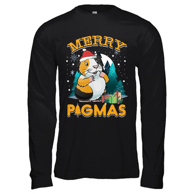 Merry Pigmas Funny Guinea Pig-T-Shirt & Hoodie-Long Sleeve T-Shirt-Black