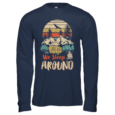 Vintage We Sleep Around Funny Husband Wife Camping-T-Shirt & Hoodie-Long Sleeve T-Shirt-Navy