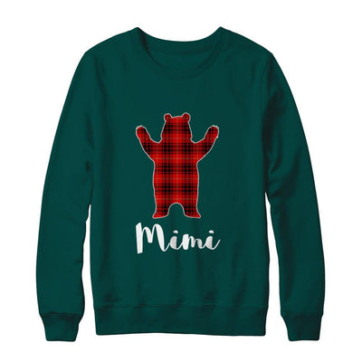 Red Mimi Bear Buffalo Plaid Family Christmas Pajamas-T-Shirt & Sweatshirt-Crewneck Sweatshirt-Deep Forest