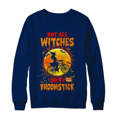 Not All Witches Drive Broom Funny Halloween Bicycle-T-Shirt & Sweatshirt-Crewneck Sweatshirt-Navy