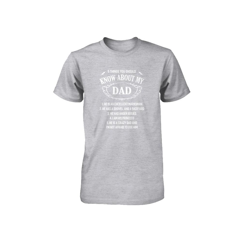 5 Things You Should Know About My Dad Youth-Youth Shirt-Youth T-Shirt-Athletic Heather